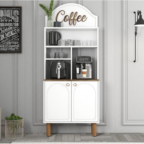 Bohem Kahve Köşesi Çok Amaçlı Dolap 80cm - Beyaz