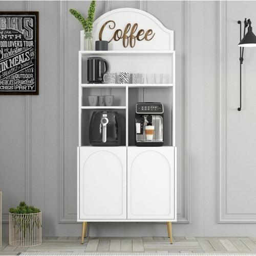 Lyon Kahve Köşesi Çok Amaçlı Dolap 80cm - Beyaz - Altın