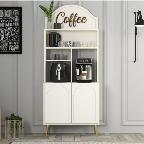 Lyon Kahve Köşesi Çok Amaçlı Dolap 80cm - Krem - Altın