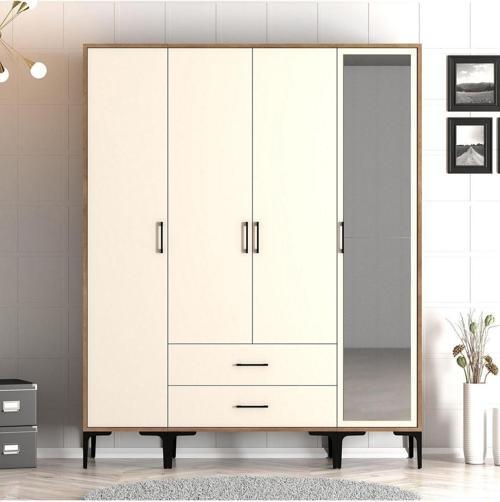 Kumsal 4 Kapılı Gardrop Str - Krem