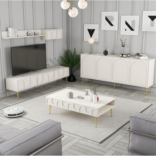 Lyon 3'lü Salon Takımı - Krem - Altın