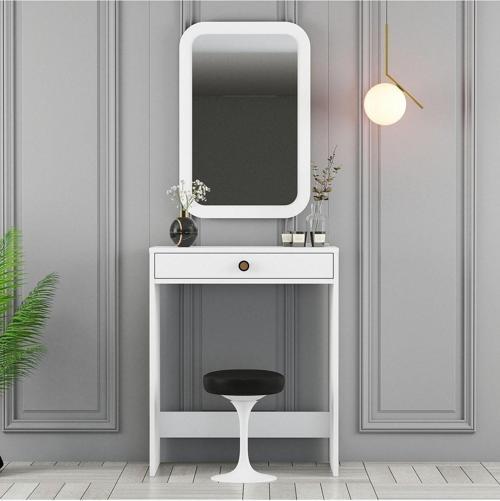 Lizbon Mini Aynalı Makyaj Masası Dresuar - Beyaz