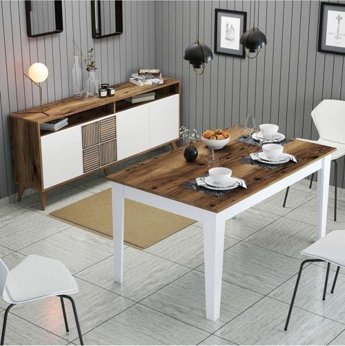 Variant Milan Yemek Odası Takımı - Beyaz - Ceviz