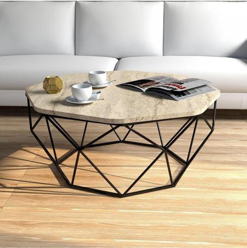 Variant Diamon d Metal Ayaklı Orta Sehpa - Traverten