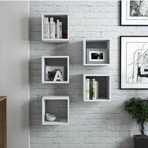 Box Duvar Rafı Kitaplık Beyaz