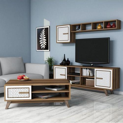 Ayla Tv Ünitesi Ve Orta Sehpa Takımı - Ceviz-Beyaz