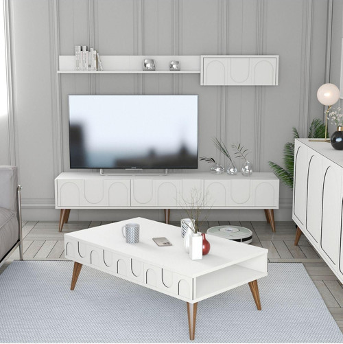 Lyon 2li Salon Takımı - Beyaz - Ceviz