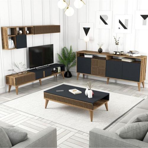 Milan 3'lü Salon Takımı - Ceviz - Antrasit