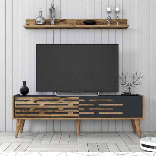 Valensiya 140cm Tv Ünitesi - Ceviz - Antrasit