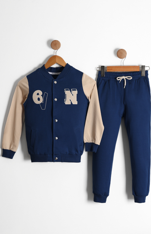 Erkek Çocuk 2 İplik Çıtçıt Kapamalı Kolej Ceket Eşofman Takımı