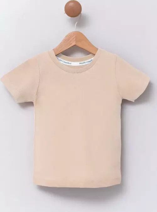 Çocuk Bisiklet Yaka Basic Düz T-Shirt %100 Pamuk