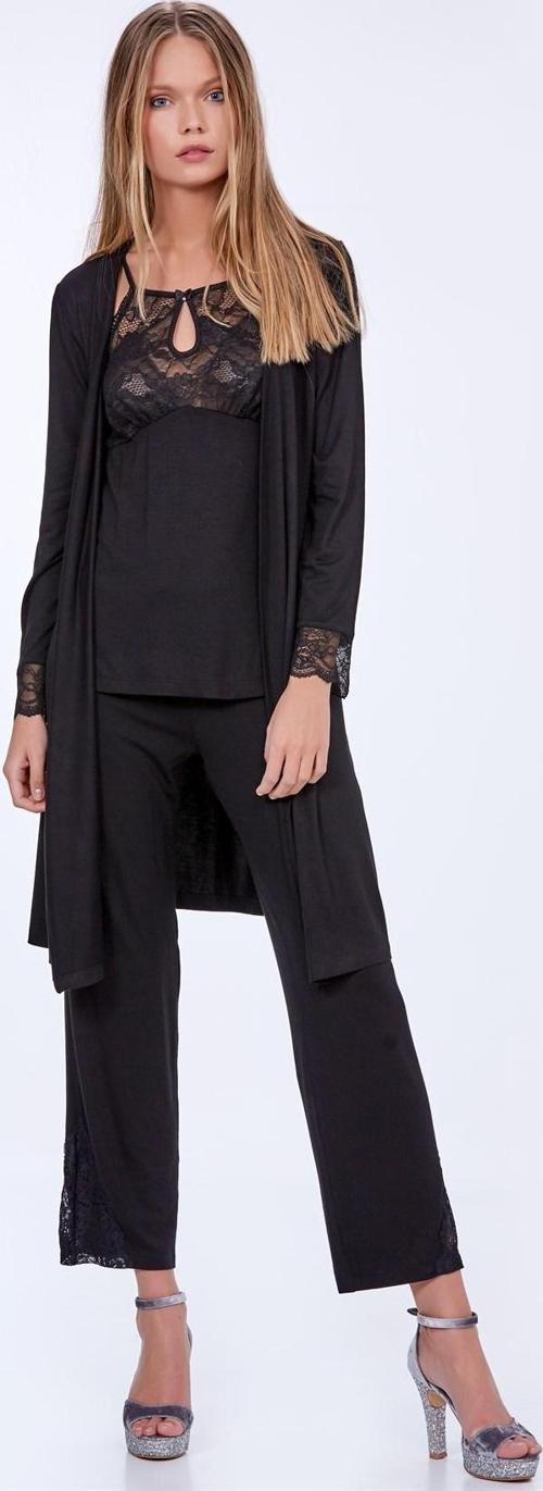 Ayça Pijama Sabahlık Takımı Siyah
