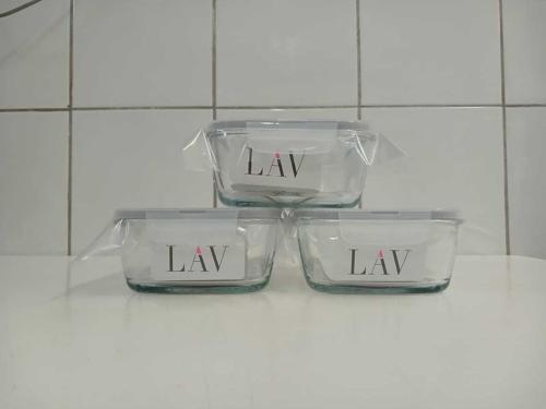 Lav Fresco Cam Kilitli Saklama Kabı 3'Lü Set Dikdötrgen (1200 Cc)-(Frs-257)