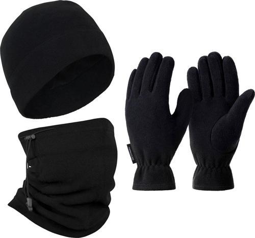 Polar Unisex Eldiven Bere Boyunluk Seti Siyah