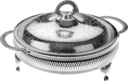 İngiliz Gümüşü Beş Bölmeli Kapaklı Servis 25 Cm