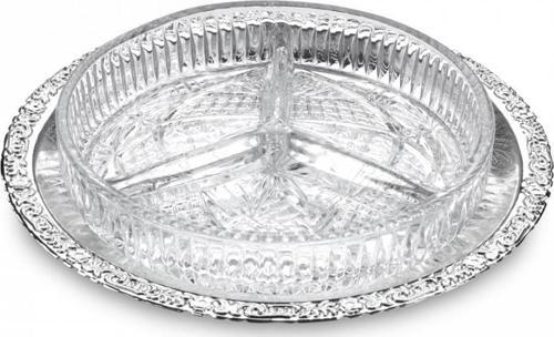 İngiliz Gümüşü Üç Bölmeli Servis Tabağı 23.8 cm