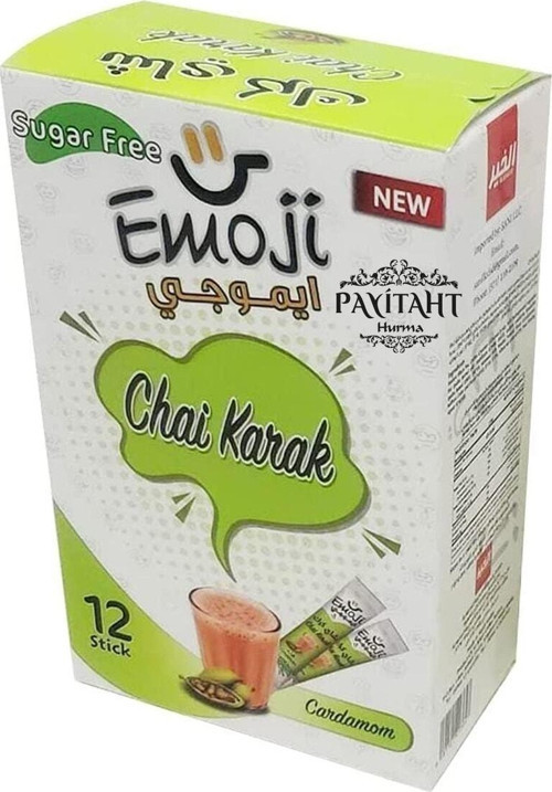Al Khair Emoji Cardamom Sugar Free Karak Tea, Kakuleli Şekersiz Karak Çayı 12 Li