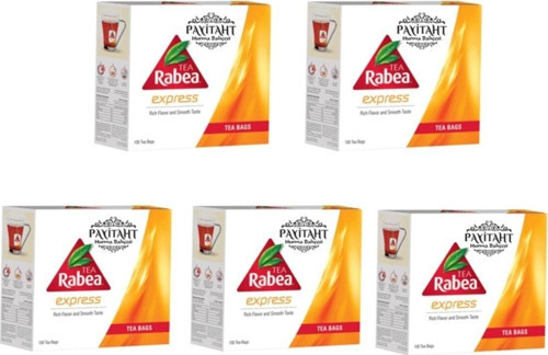 Rabea Tea - Express Yumuşak Içimli Zengin Aromalı Siyah Çay 100 Poşet 5X Paket