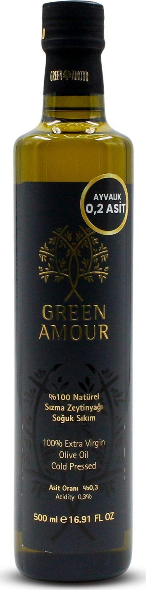 Green Amour Soğuk Sıkım, Ayvalık 0,2 Asit 500 Ml %100 Natürel Sızma Zeytinyağı