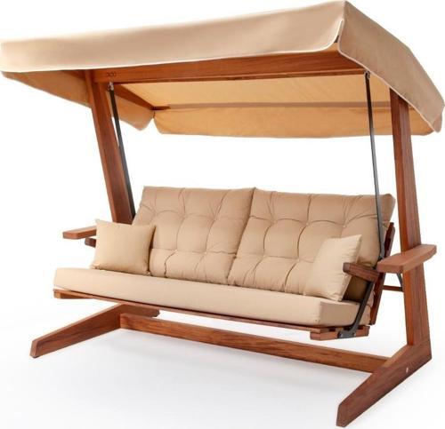 Sia 2400 Camel Iroko Dört Kişilik Ahşap Bahçe Salıncağı