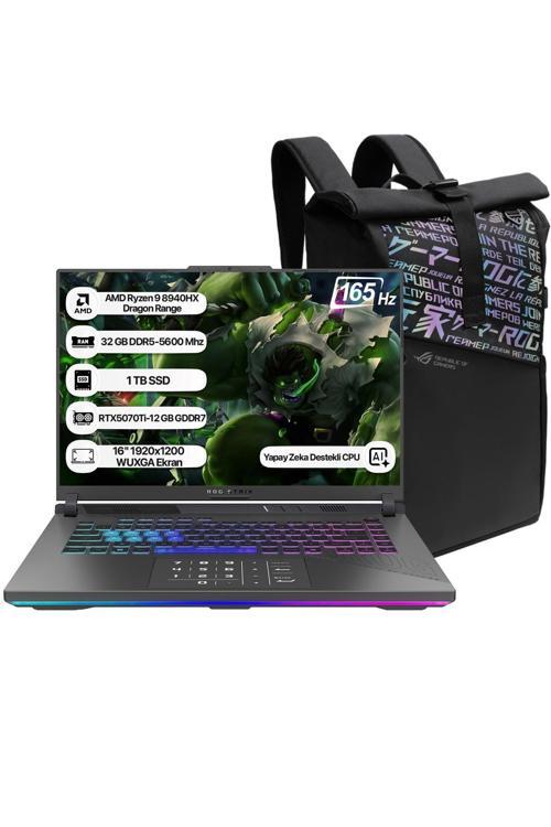 Rog Strix G16 G614PR-RV052 AMD Ryzen 9 8940HX 32GB 1TB SSD RTX5070Ti-12GB Freedos 16" 165 Hz WUXGA Taşınabilir Bilgisayar