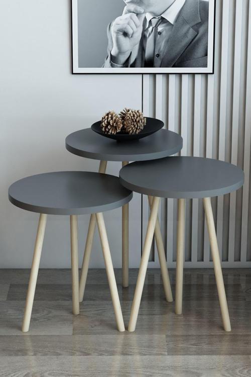 3'Lü Zigon Sehpa Yuvarlak Model Zigon Sehpa Gürgen Ayak Tyc00647760530 Satıcı :