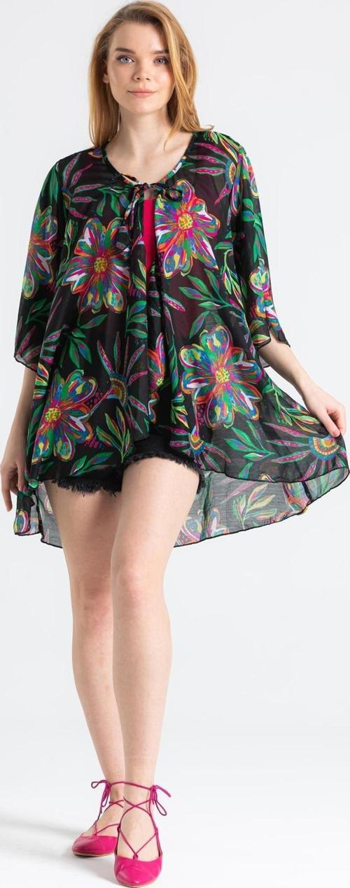 Side Vual Yazlık Pareo Etnik Siyah 6193