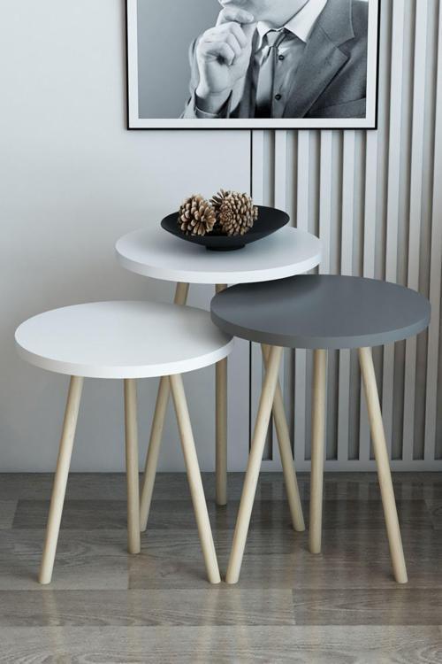 3'Lü Zigon Sehpa Yuvarlak Model Zigon Sehpa Gürgen Ayak Tyc00647760804