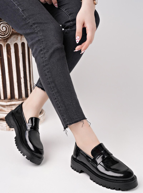 PARADİSE Hakiki Deri Kalın Taban Günlük Casual Makosen Kadın Loafer Ayakkabı