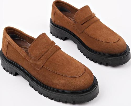 PARADİSE Hakiki Deri Kalın Taban Günlük Casual Makosen Kadın Loafer Ayakkabı