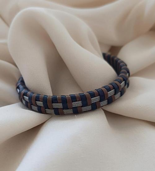 Bileklik Hakiki  Deri Örgü Unisex 20.5 cm Bilezik Takı Aksesuar          