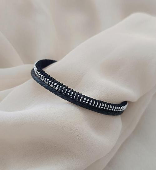 Bileklik Hakiki Deri Örgü Unisex 20.5 cm Cam Nazar Boncuklu Bilezik Takı Aksesuar                  