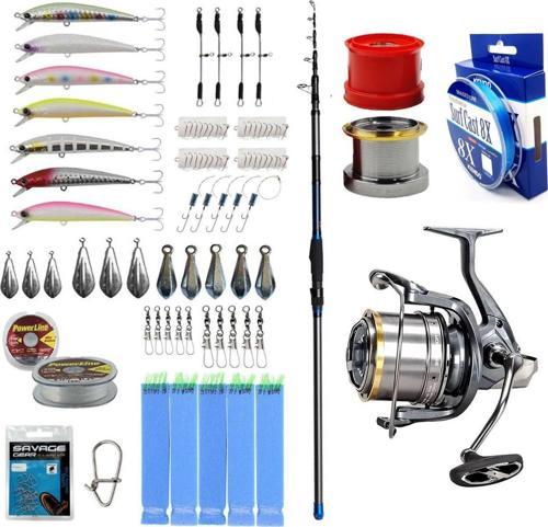 YekOutdoor Yüksek Performans Olta Seti Dam Imax Tele Surf 14'/4.20M MF 100-250G 5 Parça Surf Kamışı&Okuma Flite Surf FLS