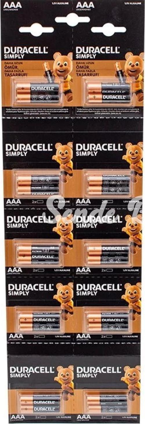 Duracell 1.5v İnce Aaa 20li Alkalin Pil Lr03/mn20