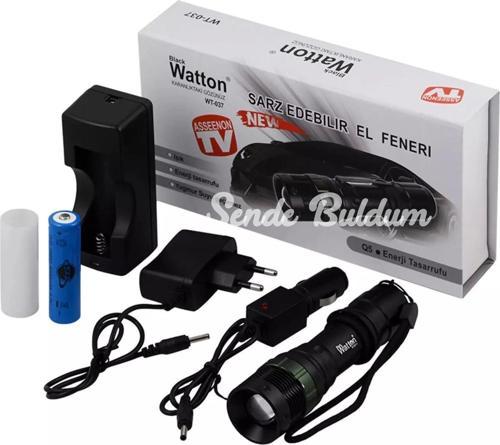 Black Wt037şarjlı Zoomlu Acil Durum Feneri