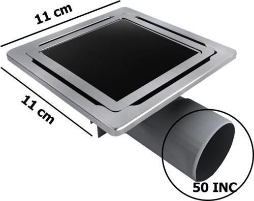 11x11 Camlı Model Paslanmaz Süzgeç Banyo ve lavabo yer süzgeci 50 Çıkışlı sifon 