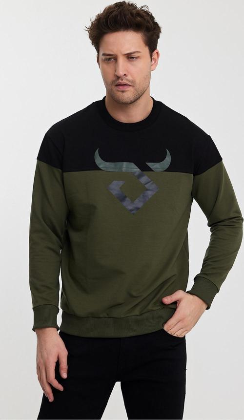 HELSİNKİ Erkek Sweatshirt Siyah / Haki