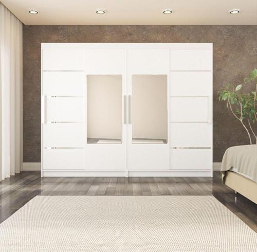 Sürgülü Gardırop Dört Kapaklı 280/210 Cm (PARLAK BEYAZ)