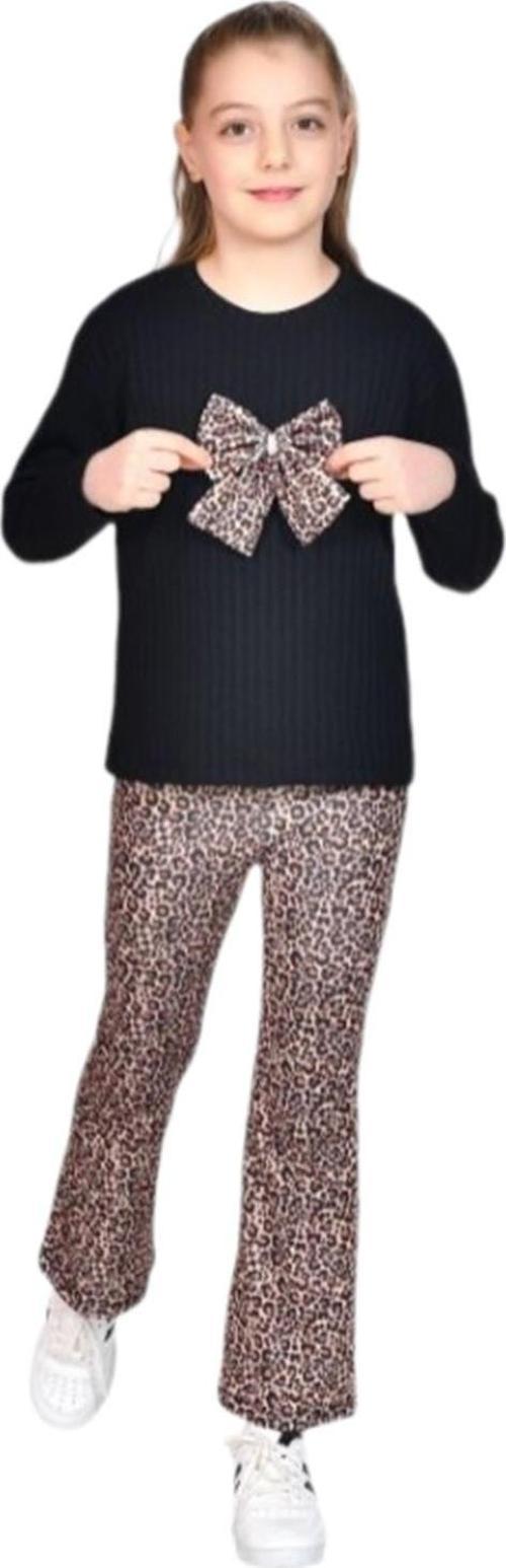 Bebe Yakalı Triko Leopar Taytlı 2 Li Takım 4/12 Yaş