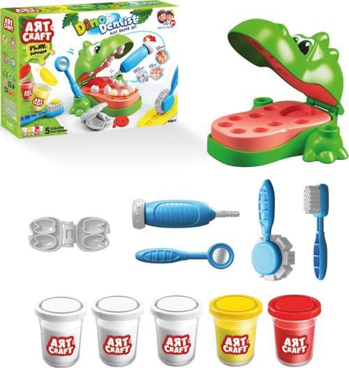 Dinozor Dişçi Oyun Hamur Seti 280 Gr. - Oyun Hamuru Seti - Hamur Setleri - Dino Hamur Seti - Dişçi D