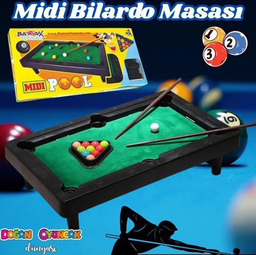 Midi Pool Orta Bilardo Masası - Bilardo Maçı - Bilardo Oyuncak - 8 Ball Oyunu - Büyük Bilardo Seti -
