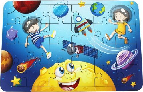 Ahşap Uzay Puzzle - Bebekleri İçin Puzzle - Ahşap Yapboz Oyuncak - Oyuncak Yap-boz - 24 Parça Puzzle