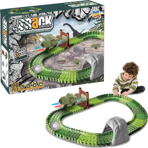 Dinozor Trucks 96 Parça Raylı Pist - Raylı Araç Oyuncak - Tren Oyuncak - Renkli Araç Yolu - Dino Tru