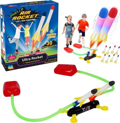Air Rocket İkili Seti - Roket Oyuncak - 4 Roket Ve Havalı Roketatar - İkili Açık Hava Oyuncağı - Air