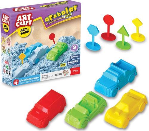 Art Sand Arabalar Seti 500 Gr. - Oyun Kumu Seti - Kinetik Kum Seti - Natural Kum - Doğal Kum