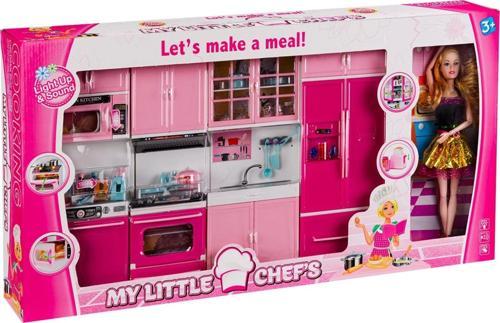 My Happy Kitchen Bebekli Dörtlü Mutfak Seti - Modern Mutfak Seti - Işıklı Sesli Mutfak Oyuncak - Fır