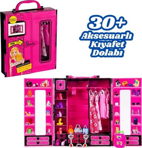 Beauty Aksesuarlı Gardırop - Barbie Dolap - Barbie Giysi Dolabı - Barbie Gardırop - Gardrop