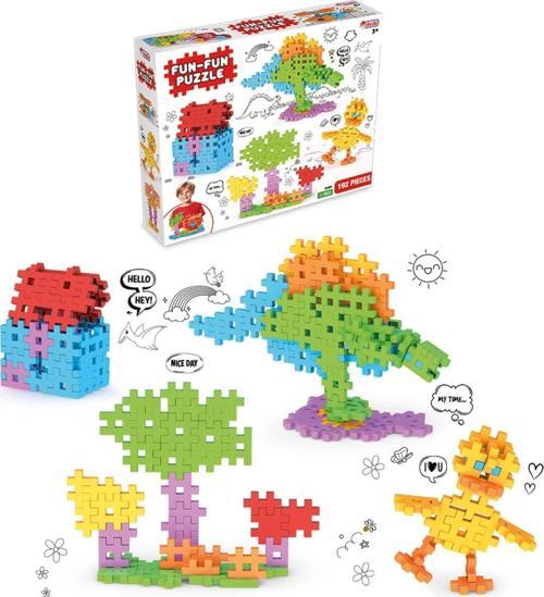 FunFun Puzzle (192 Parça) - Lego Setleri - Geometrik Oyuncak - Fun-Fun - Kare Bloklar