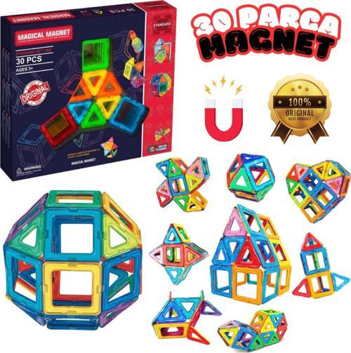 Orijinal Magical Magnet 30 Parça Manyetik Lego - Magnetic Magical Magnet - Mıknatıslı Lego - Mıknatı