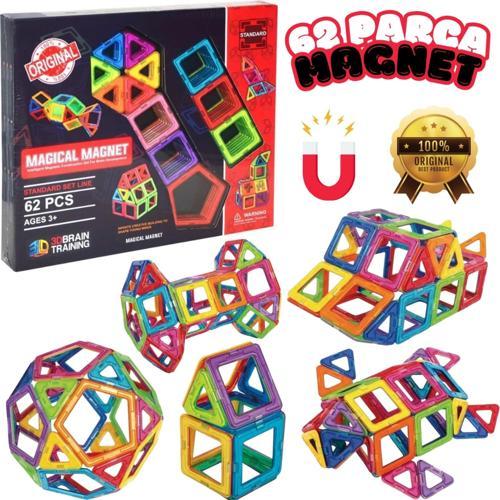 Orijinal Magical Magnet 62 Parça Manyetik Lego - Magnetic Magical Magnet - Mıknatıslı Lego - Mıknatı